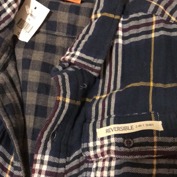 Reversible boys size 12 cotton plaid shirt - Picture 2 of 3